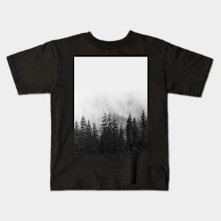 Forest, Trees, scandinavian, Black and white, Nature print Kids T-Shirt